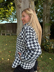 Winter White Dogtooth Hooded Jacket Sadie