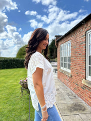 White Embroidered Paisley Top Giselle