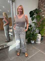 Mocha Paisley Bubble Cotton Trousers Alina