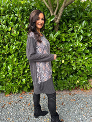 Grey Ditsy Leopard Pattern Dress Clara