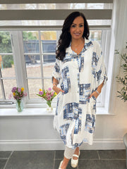 Navy Floral Aztec Shirt Dress  Gemma