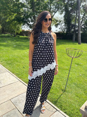 Black Polka Dot Lace Trim Set Kimberly