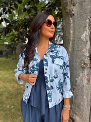 White Flower Print Jacket Saffy