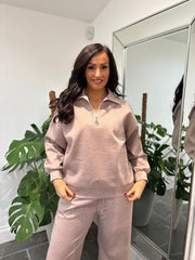 Mocha Half Zip Sweatshirt Alice