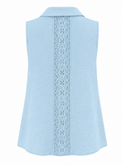 Blue Sleeveless Bubble Cotton Top Jean
