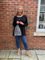 Black Mandala Knit Top Danielle