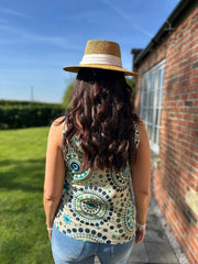 Teal Medallion Shimmer Vest Elaina
