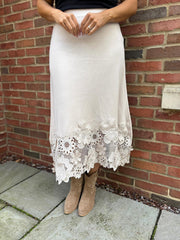 Stone Floral Applique Knit Skirt Dina