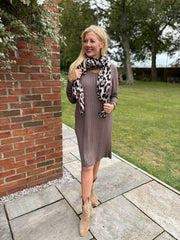 Mocha Ribbed Long Sleeve Dress Rhianna