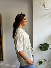 Stone Distressed Floral Top Danica