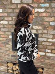 Winter White Dogtooth High Neck Knit Lainey