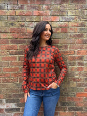 Rust Tartan Super Soft Round Neck