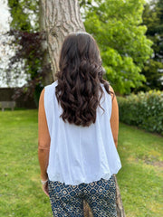 White Bubble Hem Sleeveless Top Scarlett