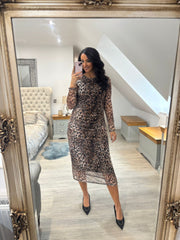 Natural Leopard Mesh Dress Sofia