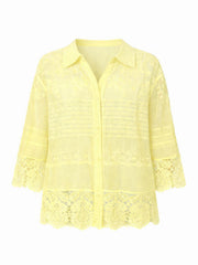 Lemon Crochet Detail Shirt Jacket Jenny