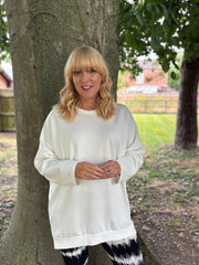 Winter White Longline Zip Sweatshirt Millie