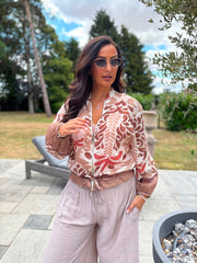 Stone Palm Oasis Linen Blend Bomber Jacket