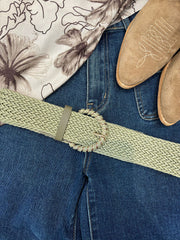 Khaki Weave Gold Buckle Belt