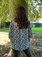 Teal Geometric Print Top Ayla