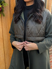 Khaki Half Quilted Sweat Jacket Lois