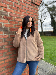 Camel Hooded Zip Fleece Alex