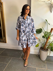 Denim Floral Vine Longline Shirt Lucinda