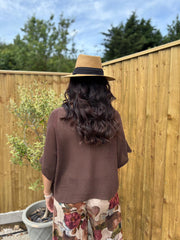 Chocolate Cotton Reverse Seam Knit Jo