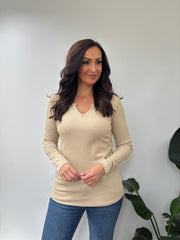 Stone Ribbed Long Sleeve Top Emma