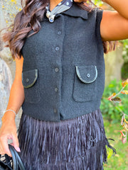 Black Knitted Waistcoat Priya