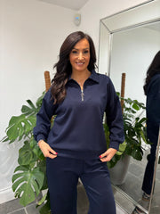 Navy Half Zip Sweatshirt Alice
