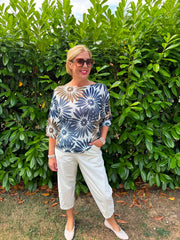 Navy Daisy Burst Knit Top Dawn