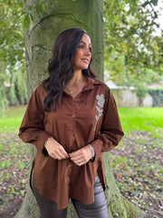 Chocolate Diamante Flower Shirt Kristie