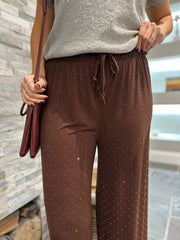 Chocolate Diamante Wide Leg Trousers Trisha