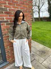 White Tailored Wide Leg Pleat Trousers