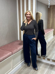 Navy Wide Leg Jogger Alice