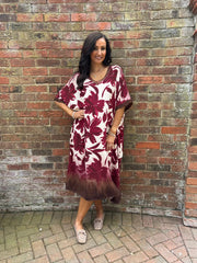 Wine Ombre Floral Dress Stephanie
