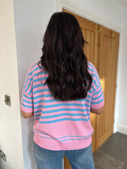 Pink Short Sleeve Stripe Jumper Adele
