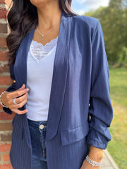 Navy Pinstripe Take You Anywhere Jacket