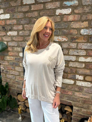 Stone Crochet Floral Sweat Top Theresa