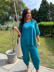 Teal Crochet Hooded Top Clarice