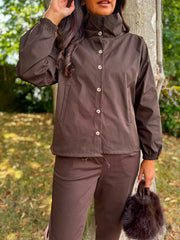 Chocolate High Neck Jacket Mila