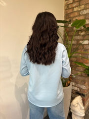 Light Blue Collared Flower Sweatshirt Angel