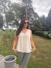Stone Flower Detail Vest Top Nina