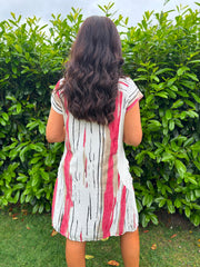 Red Brushed Stripe Pocket Dress Marigold