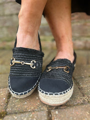 Black Chain Espadrille Shoes