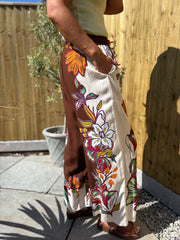 Chocolate Botanical Border Trousers Gemma