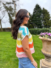 Multicolour Rainbow Open Knit Top Marian