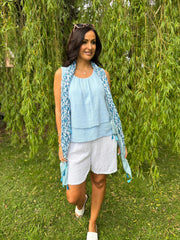 Blue Layered Bubble Cotton Vest Quinn