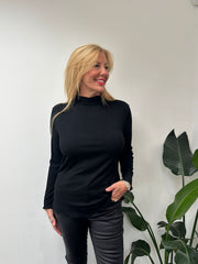 Black Ribbed Flute Neck Charlotte