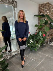 Navy Crossover Diamante Top Ruth